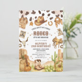 Western Rodeo Cowboy Second Rodeo 2nd Birthday Einladung (Stehend Vorderseite)