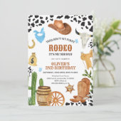 Western Rodeo Cowboy Second Rodeo 2nd Birthday Einladung (Stehend Vorderseite)