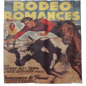 Western Rodeo Cowboy Steer Wrestling Rodeo Romance Duschvorhang (Vorderseite)