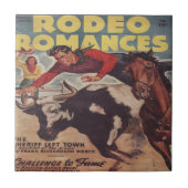 Western Rodeo Cowboy Steer Wrestling Rodeo Romance Fliese (Vorderseite)