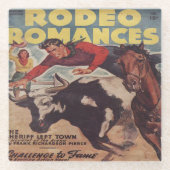 Western Rodeo Cowboy Steer Wrestling Rodeo Romance Glasuntersetzer (Vorderseite)