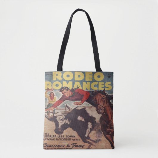 Western Rodeo Cowboy Steer Wrestling Rodeo Romance Tasche (Vorderseite)