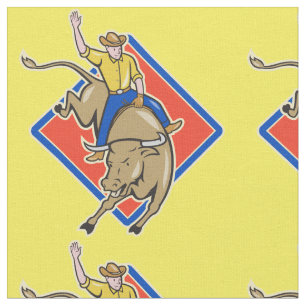 Western-Rodeo-Cowboy-Stier-Reiten Stoff