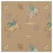 Western-Rodeo-Cowboy-Stier-Reiten und Cowboyhüte Stoff (Nahaufnahme)