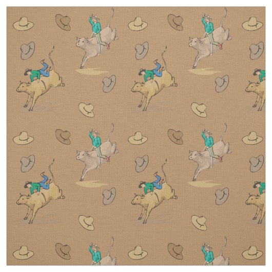Western-Rodeo-Cowboy-Stier-Reiten und Cowboyhüte Stoff (Muster)