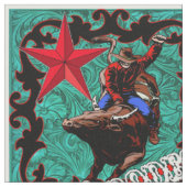 Western-Rodeo-Cowboy-Stier-ReitImitat-Leder Stoff (Nahaufnahme)
