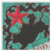 Western-Rodeo-Cowboy-Stier-ReitImitat-Leder Stoff (Nahaufnahme)