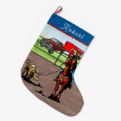 Western Rodeo Cowboy Team Roping Steer Großer Weihnachtsstrumpf (Vorderansicht (hängend))