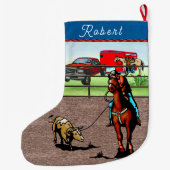 Western Rodeo Cowboy Team Roping Steer Großer Weihnachtsstrumpf (Rückseite)