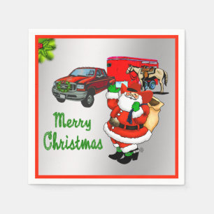 Western Rodeo Cowboy Truck Trailer Weihnachten Serviette