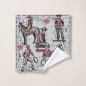 Western Rodeo Cowboys Roping Badhandtuch Set (Waschlappen)
