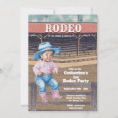 Western Rodeo Cowgirl 1. Geburtstag Einladung (Vorderseite)