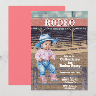 Western Rodeo Cowgirl 1. Geburtstag Einladung