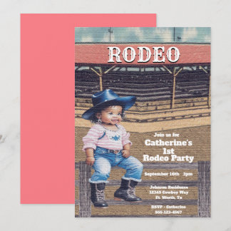 Western Rodeo Cowgirl 1. Geburtstag Einladung