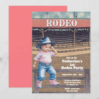 Western Rodeo Cowgirl 1. Geburtstag Einladung