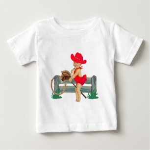 Western Rodeo Cowgirl am Stick Horse Baby T-shirt