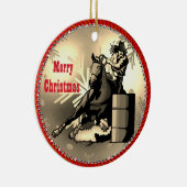Western Rodeo Cowgirl Barrel Racer Keramik Ornament (Rechts)