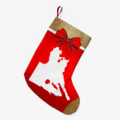 Western Rodeo Cowgirl Barrel Racing auf Red Kleiner Weihnachtsstrumpf (Vorderansicht (hängend))