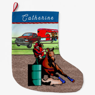 Western Rodeo Cowgirl Barrel Racing Großer Weihnachtsstrumpf