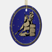 Western Rodeo Cowgirl Barrel Racing Keramik Ornament (Rechts)