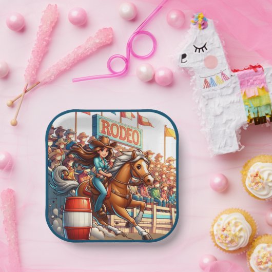Western Rodeo Cowgirl Barrel Racing Pappteller (Party)