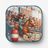 Western Rodeo Cowgirl Barrel Racing Pappteller (Vorderseite)