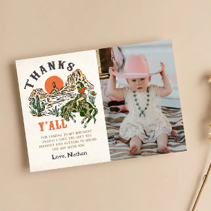 Western Rodeo Cowgirl Birthday Foto Dankeskarte