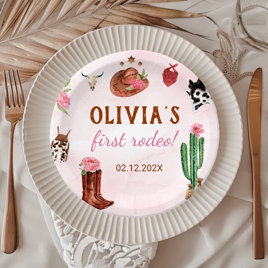 Western Rodeo Cowgirl Birthday Pappteller
