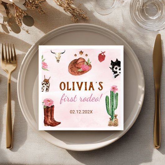 Western Rodeo Cowgirl Birthday Serviette