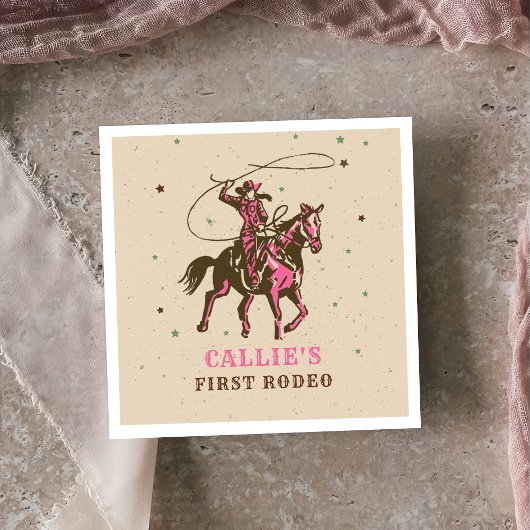 Western Rodeo Cowgirl Birthday Serviette