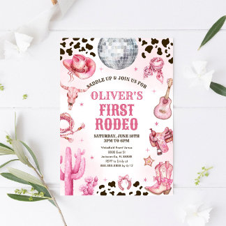 Western Rodeo Cowgirl Erstes Rodeo 1. Geburtstag Einladung