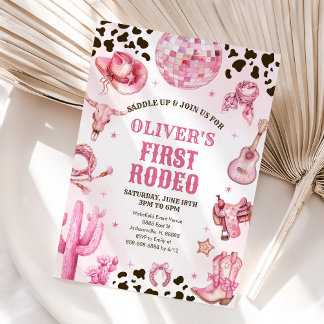 Western Rodeo Cowgirl Erstes Rodeo 1. Geburtstag Einladung
