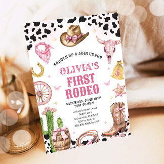 Western Rodeo Cowgirl Erstes Rodeo 1. Geburtstag Einladung