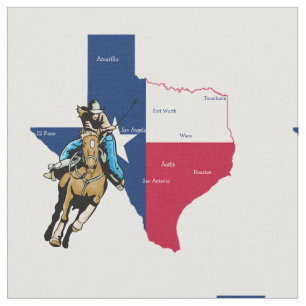 Western-Rodeo-Cowgirl-Fass, das in Texas läuft Stoff