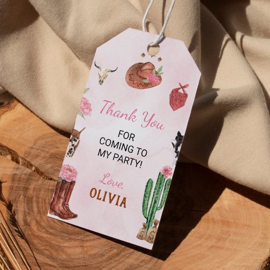 Western Rodeo Cowgirl Geburtstag Danke Tag Tag Geschenkanhänger