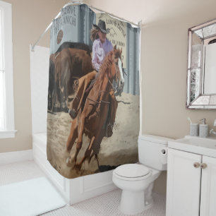 Western Rodeo Cowgirl Horse Duschvorhang