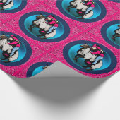 Western Rodeo Cowgirl on Sheep Mutton Bustin' Geschenkpapier (Ecke)