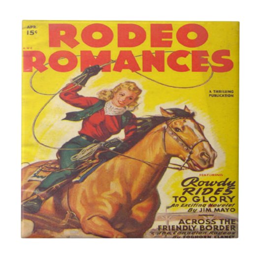 Western Rodeo Cowgirl Roping Rodeo Romance Fliese (Vorderseite)