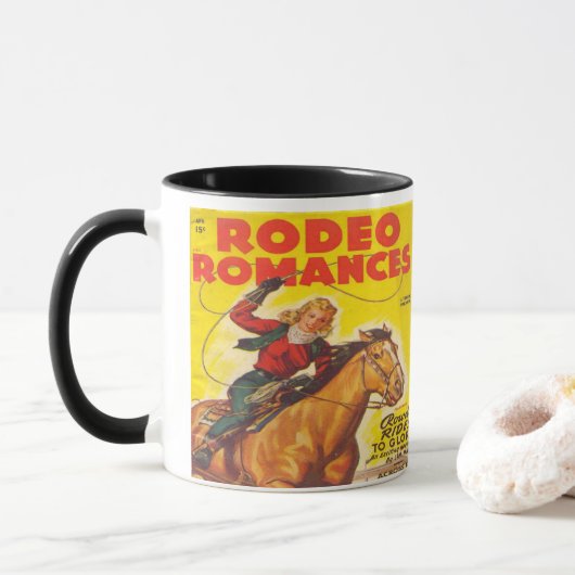 Western Rodeo Cowgirl Roping Rodeo Romance Tasse (Mit Donut)