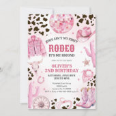 Western Rodeo Cowgirl Second Rodeo 2nd Birthday Einladung (Vorderseite)