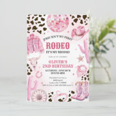 Western Rodeo Cowgirl Second Rodeo 2nd Birthday Einladung (Stehend Vorderseite)