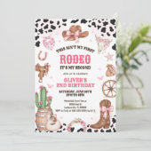Western Rodeo Cowgirl Second Rodeo 2nd Birthday Einladung (Stehend Vorderseite)
