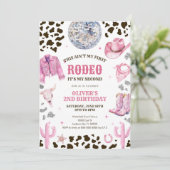 Western Rodeo Cowgirl Second Rodeo 2nd Birthday Einladung (Stehend Vorderseite)