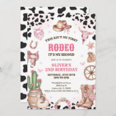 Western Rodeo Cowgirl Second Rodeo 2nd Birthday Einladung (Vorne/Hinten)
