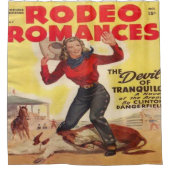 Western Rodeo Cowgirl Tying Calf Rodeo Romance Duschvorhang (Vorderseite)