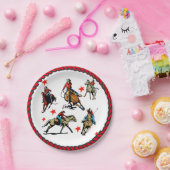 Western Rodeo Cowgirls auf Pferden Pappteller (Party)