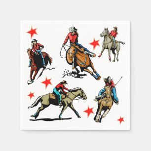 Western-Rodeo-Cowgirls auf Pferden Serviette