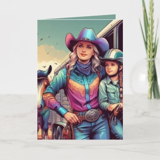 Western Rodeo Cowgirls Personalisiert Geburtstag Karte (Vorderseite)