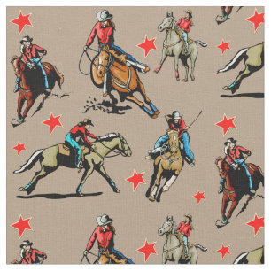 Western-Rodeo-Cowgirls-Reitpferdeentwurfs-Gewebe Stoff