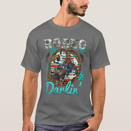 Western Rodeo Darling Türkis Stone Serape Cowhi T-Shirt (Vorderseite)
